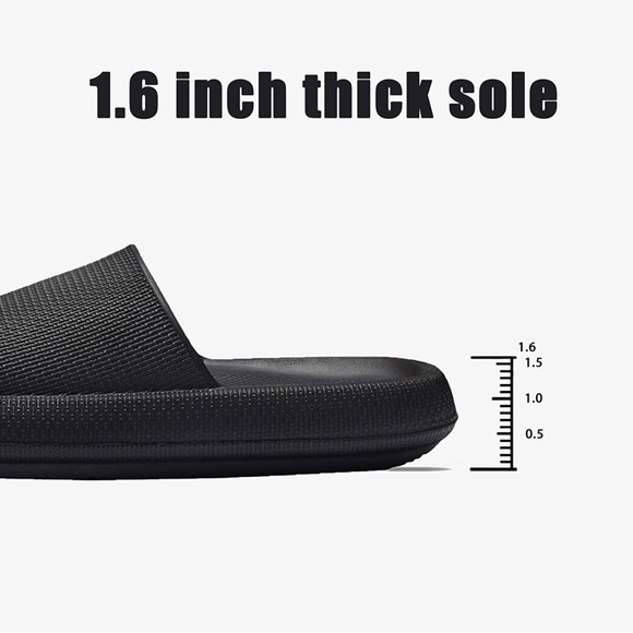 New - Slides slippers 7.5-8 Women’s/6.5-7 Men in Black - Picture 3 of 11